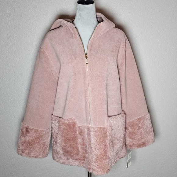 Koolaburra by UGG Women S Pink Rose Full Zip Hooded Faux Fur Fuzzy Jacke… - Picture 5 of 13